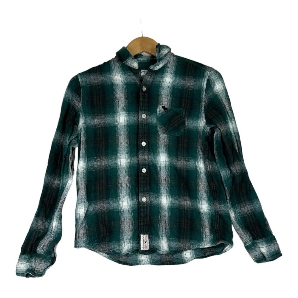 Abercrombie Kids Green plaid-check‎ flannel shirt Size 15/16